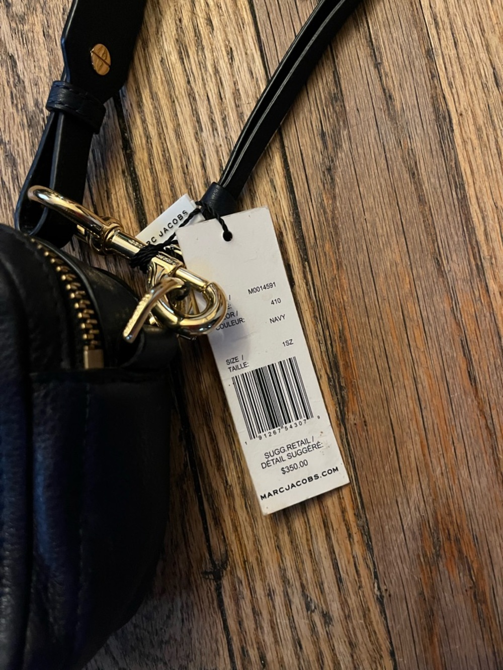 Marc Jacobs Navy Leather Double J Crossbody Bag with Gold Hardware - Picture 2 of 4